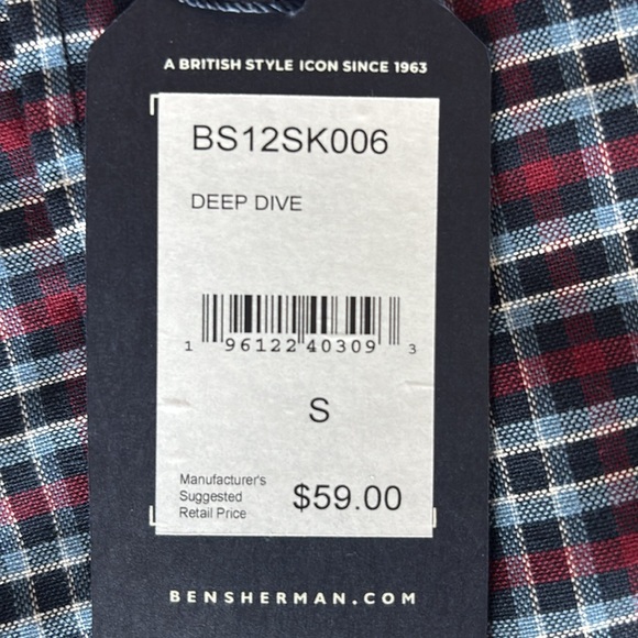 Ben Sherman Men’s Button Down Shirt in Plaid Size Small NWT - Picture 6 of 8